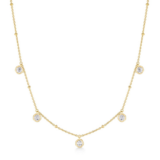 Bezel Droplet Necklace in Gold Plated Sterling Silver