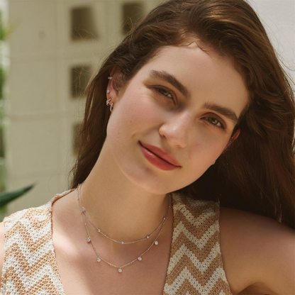Bezel Droplet Necklace in Sterling Silver