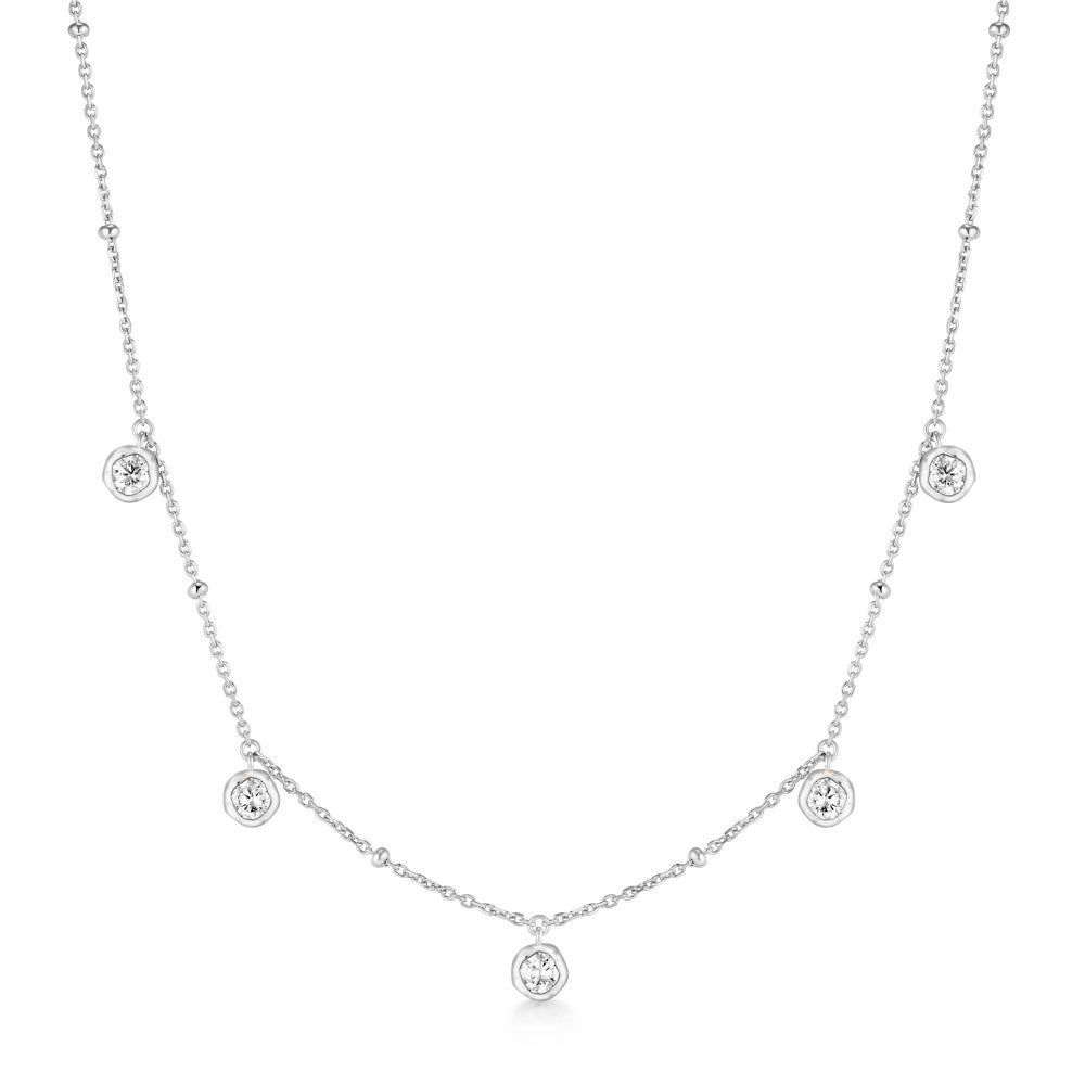 Bezel Droplet Necklace in Sterling Silver