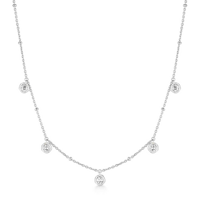 Bezel Droplet Necklace in Sterling Silver