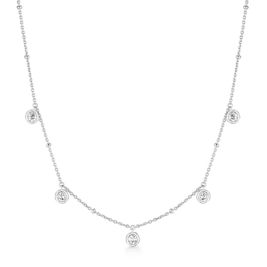Bezel Droplet Necklace in Sterling Silver