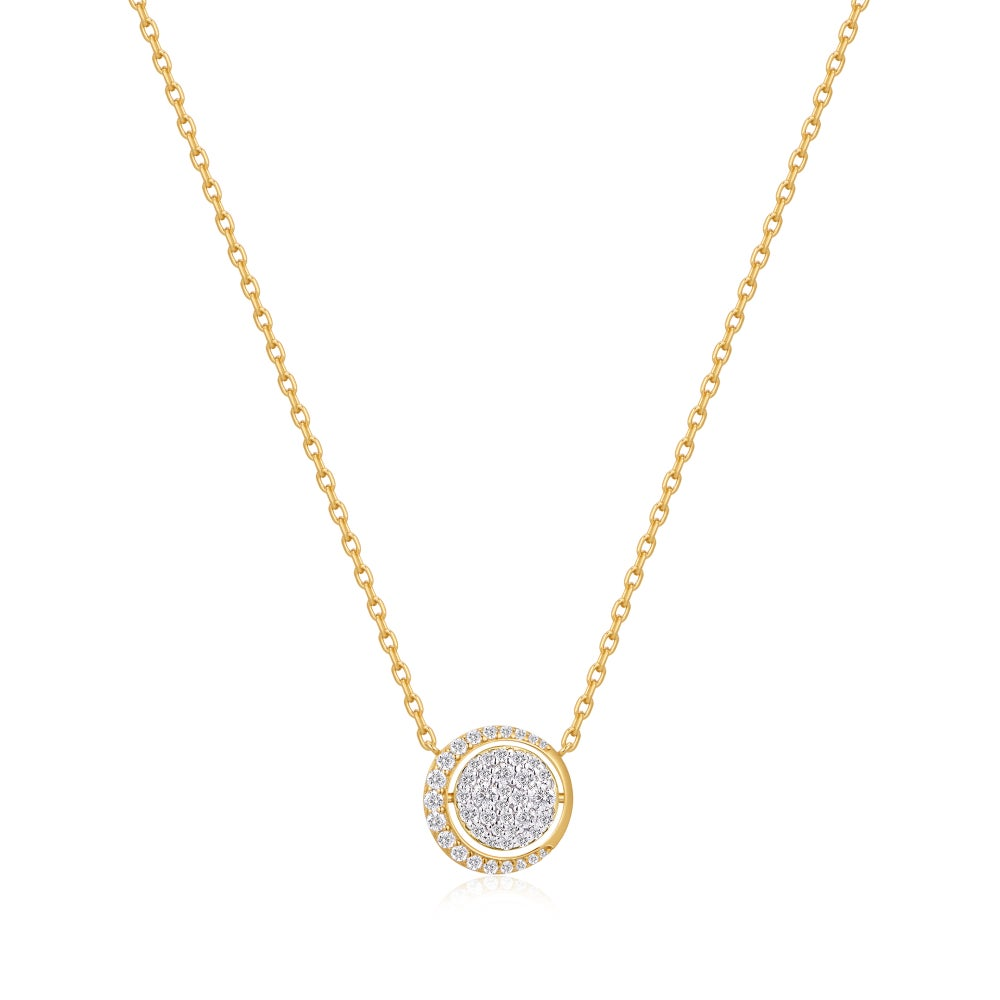 Reversible Moon Pave Necklace in Gold Plated Sterling Silver