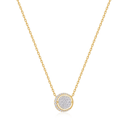 Reversible Moon Pave Necklace in Gold Plated Sterling Silver
