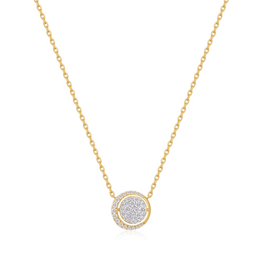 Reversible Moon Pave Necklace in Gold Plated Sterling Silver