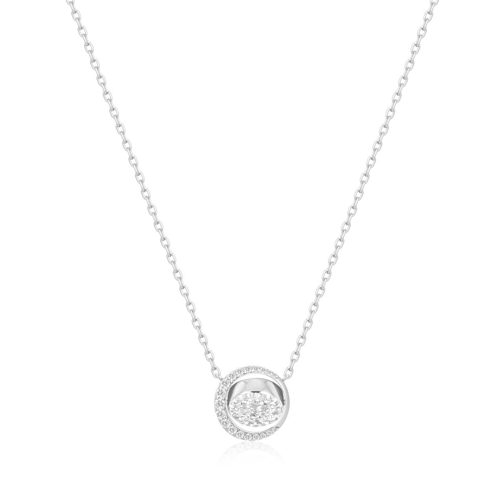 Reversible Moon Pave Necklace in Sterling Silver