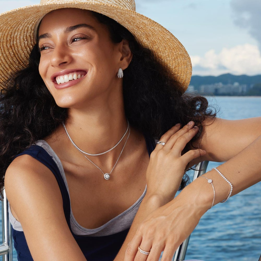 Reversible Moon Pave Necklace in Sterling Silver