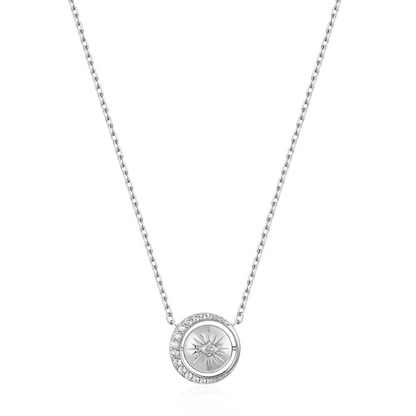 Reversible Moon Pave Necklace in Sterling Silver