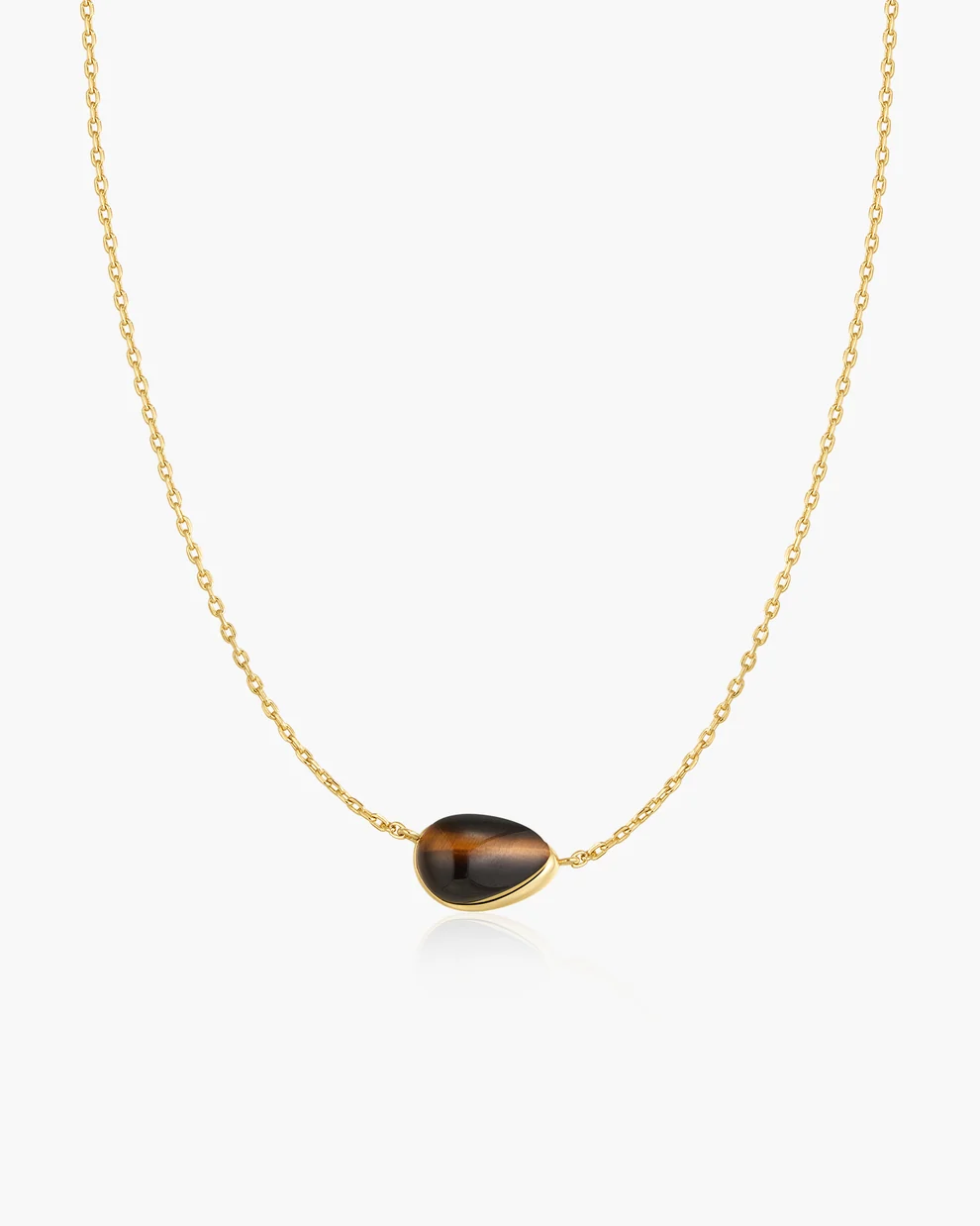 Tiger’s Eye Organic Pebble Necklace in Gold Plated Sterling Silver