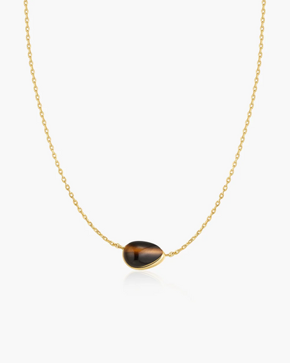 Tiger’s Eye Organic Pebble Necklace in Gold Plated Sterling Silver