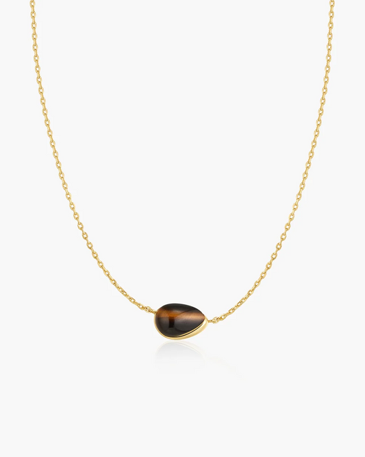 Tiger’s Eye Organic Pebble Necklace in Gold Plated Sterling Silver