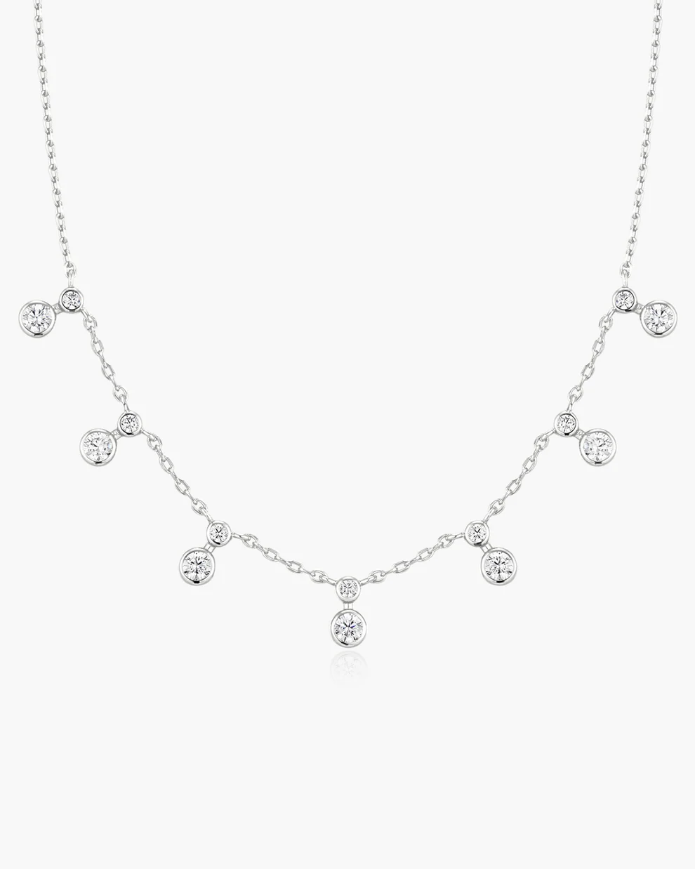 Bezel Station Necklace in Sterling Silver