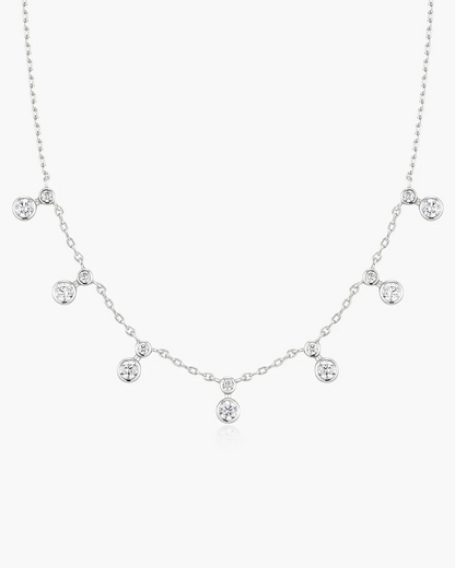 Bezel Station Necklace in Sterling Silver