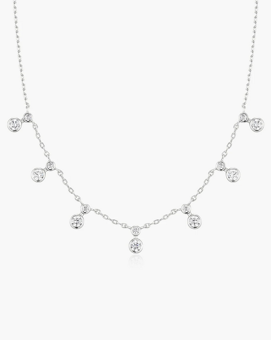 Bezel Station Necklace in Sterling Silver