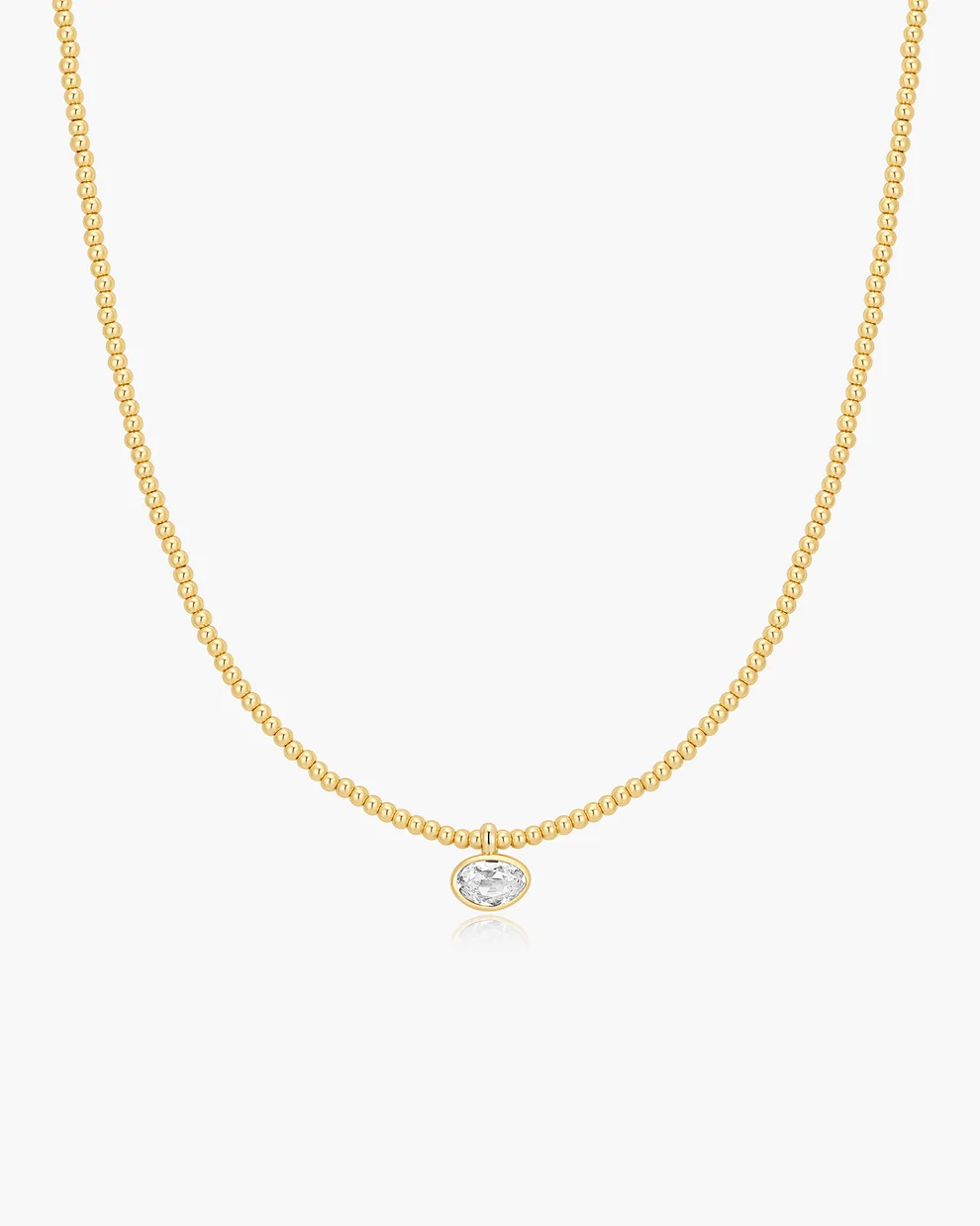 Bezel Pebble Necklace in Gold Plated Sterling Silver