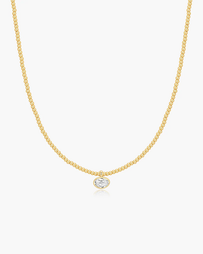 Bezel Pebble Necklace in Gold Plated Sterling Silver