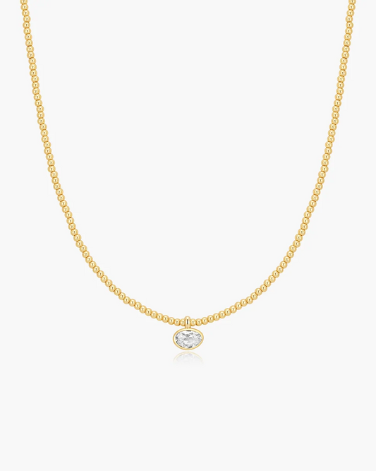 Bezel Pebble Necklace in Gold Plated Sterling Silver