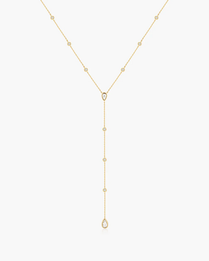 Teardrop Lariat Necklace in Gold Plated Sterling Silver