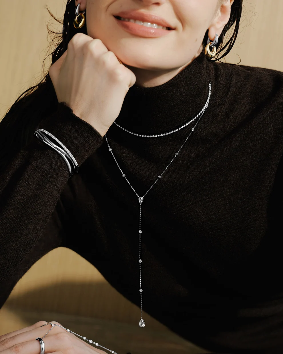 Teardrop Lariat Necklace in Sterling Silver