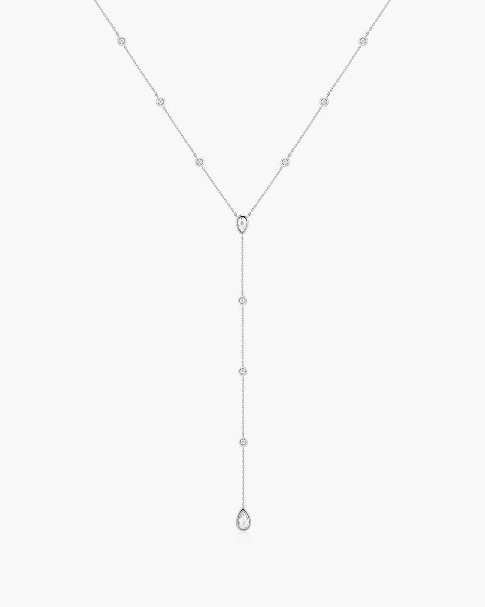 Teardrop Lariat Necklace in Sterling Silver