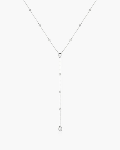 Teardrop Lariat Necklace in Sterling Silver