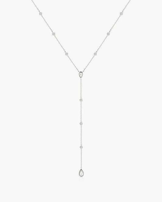 Teardrop Lariat Necklace in Sterling Silver