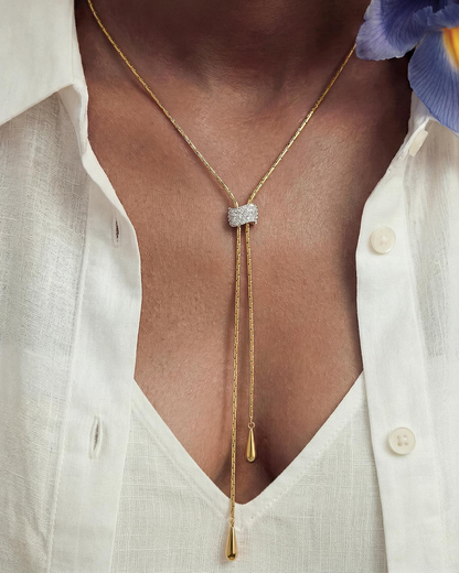 Teardrop Slider Necklace in Gold Plated Sterling Silver