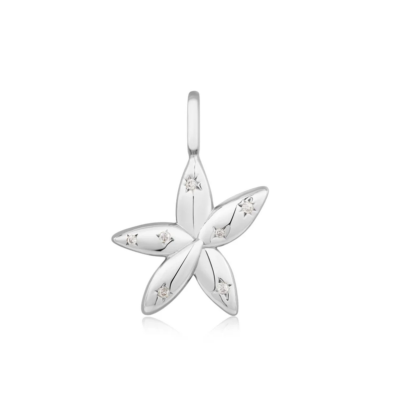 Silver Sparkle Flower Charm