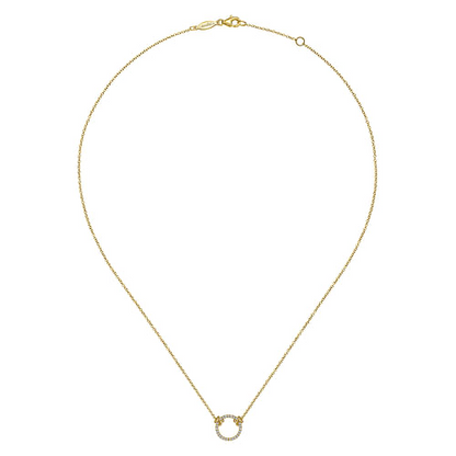 Diamond Open Circle Necklace in 14K Yellow Gold