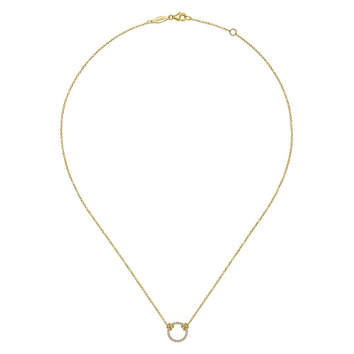 Diamond Open Circle Necklace in 14K Yellow Gold