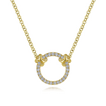 Diamond Open Circle Necklace in 14K Yellow Gold