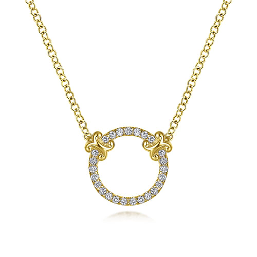 Diamond Open Circle Necklace in 14K Yellow Gold
