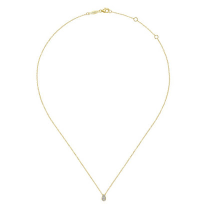 Diamond Pave Teardrop Necklace in 14K Yellow Gold