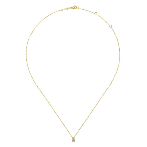 Diamond Pave Teardrop Necklace in 14K Yellow Gold