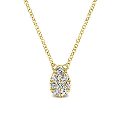 Diamond Pave Teardrop Necklace in 14K Yellow Gold