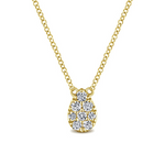 Diamond Pave Teardrop Necklace in 14K Yellow Gold