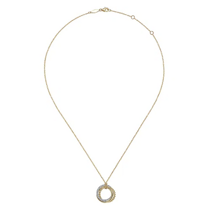 Diamond Interlocking Circles Pendant Necklace in 14K Two Tone Gold