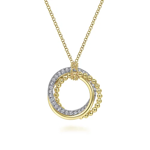 Diamond Interlocking Circles Pendant Necklace in 14K Two Tone Gold