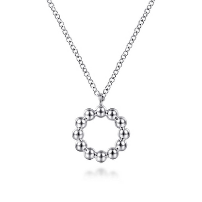 Beaded Circle Necklace in Sterling Silver