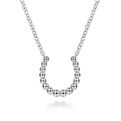 Bead Horseshoe Necklace in Sterling Silver