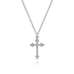 Twisted Rope Cross Pendant Necklace in 14K White Gold