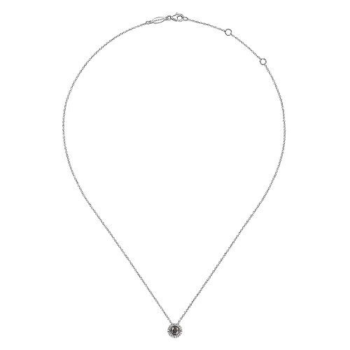 Rock Crystal Black MOP Pendant Necklace in Sterling Silver