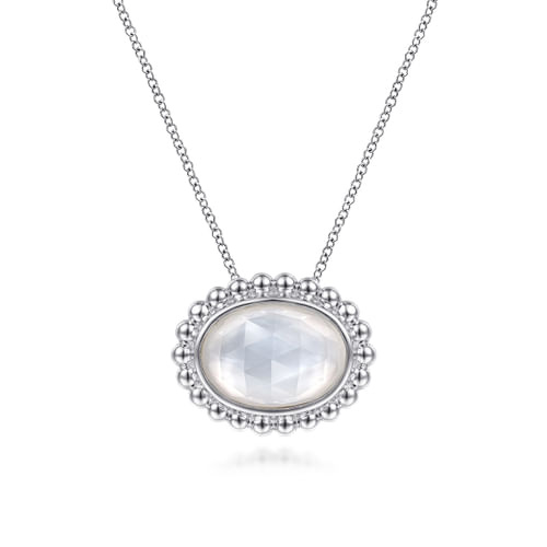 Mother of Pearl & Rock Crystal Necklace in Sterling Silver