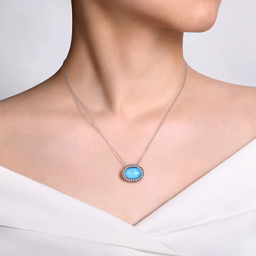 Rock Crystal & Turquoise Necklace in Sterling Silver