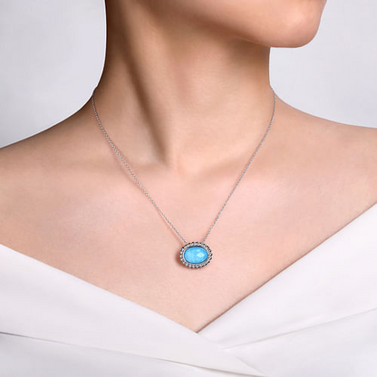 Rock Crystal & Turquoise Necklace in Sterling Silver
