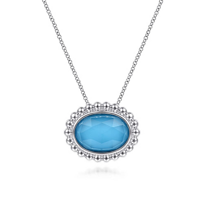 Rock Crystal & Turquoise Necklace in Sterling Silver