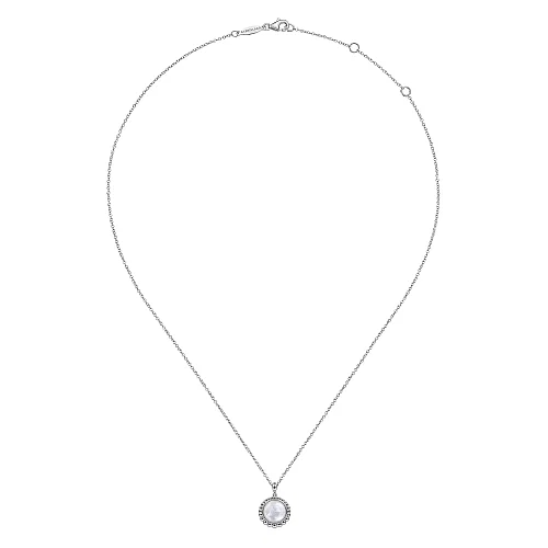 Rock Crystal and White MOP Pendant Necklace in Sterling Silver