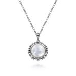 Rock Crystal and White MOP Pendant Necklace in Sterling Silver