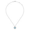 White Sapphire and Rock Crystal and Turquoise Pendant Necklace in Sterling Silver
