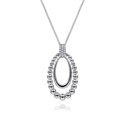 Diamond Teardrop Necklace in Sterling Silver