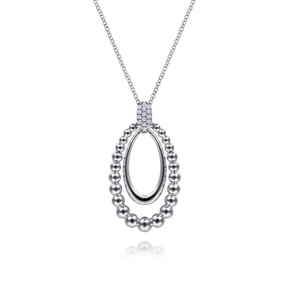 White Sapphire Double Drop Necklace in Sterling Silver